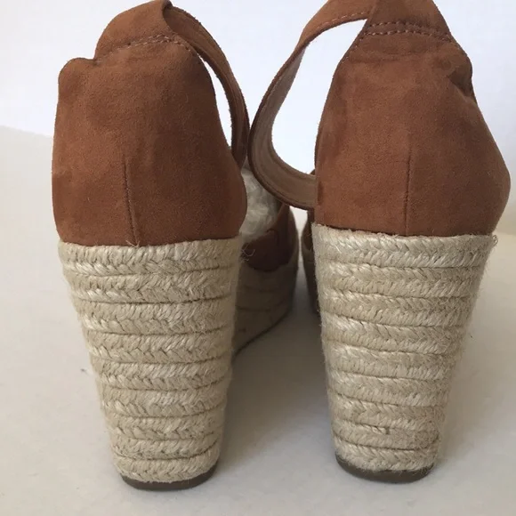 EUC Universal Thread Faux Suede Espadrilles Wedge Cognac Sandals Size 9 - Picture 8 of 12